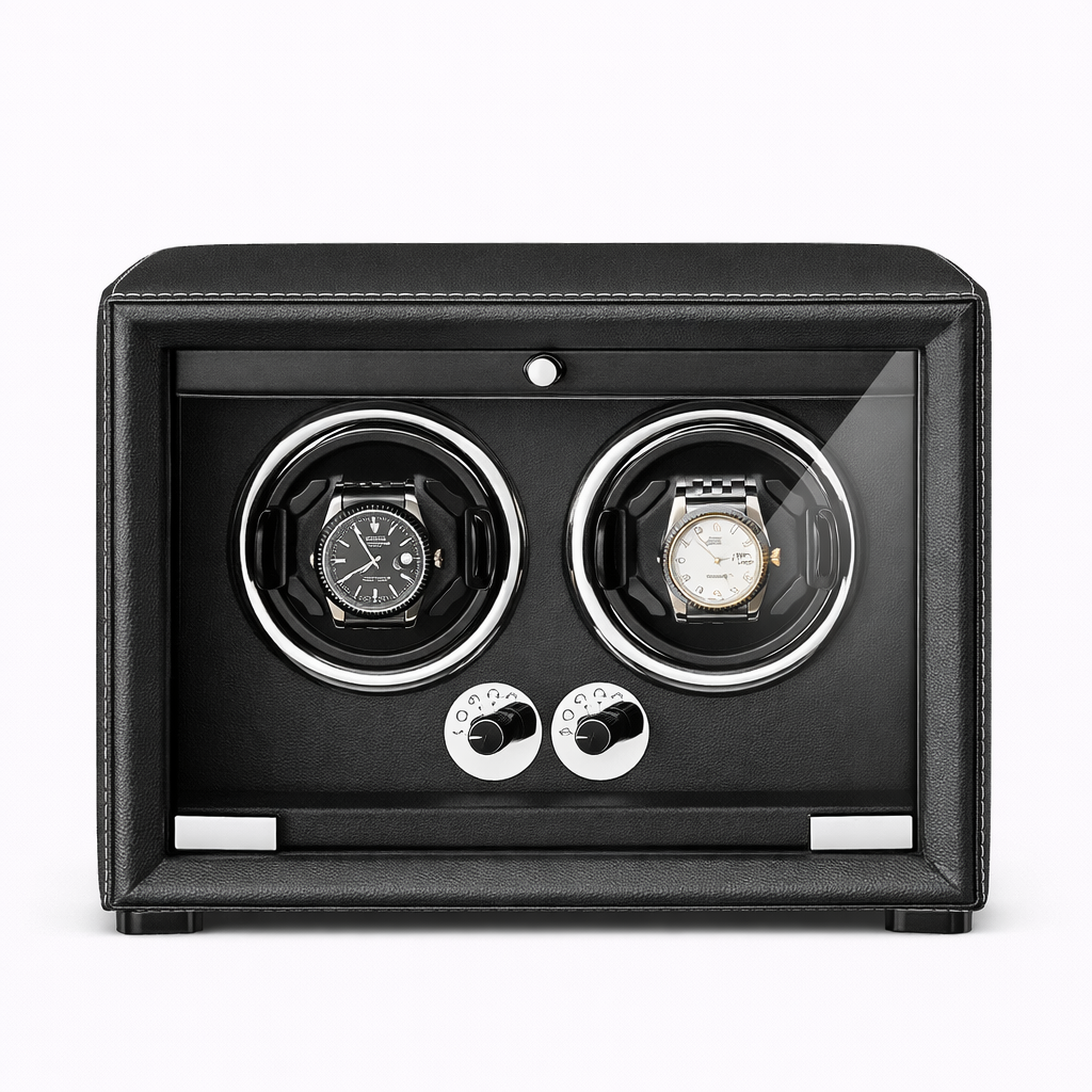 REMONTOIR 2 MONTRES - CUIR NOIR