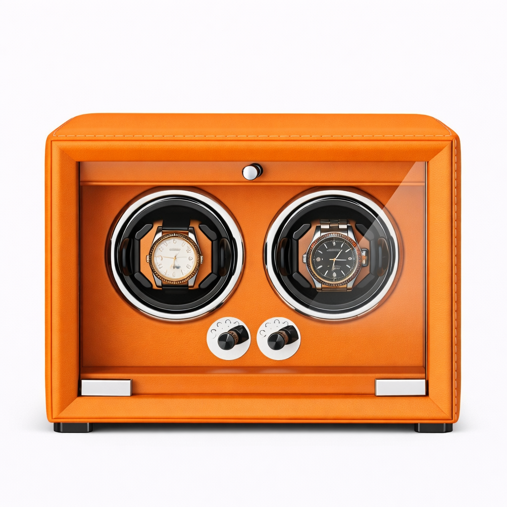 REMONTOIR 2 MONTRES - CUIR ORANGE