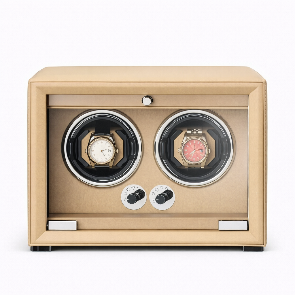 REMONTOIR 2 MONTRES - CUIR BEIGE