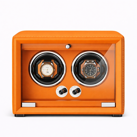 REMONTOIR 2 MONTRES - CUIR ORANGE