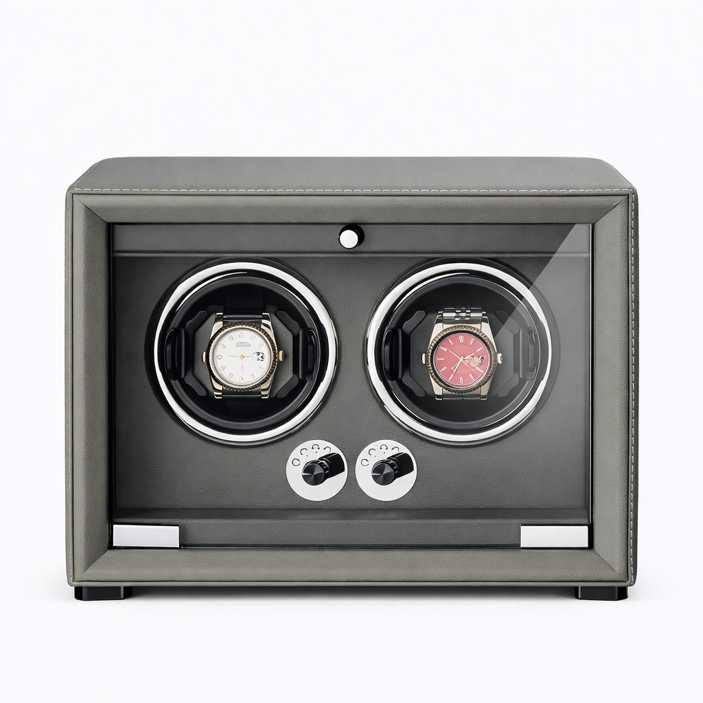 REMONTOIR 2 MONTRES - CUIR GRIS