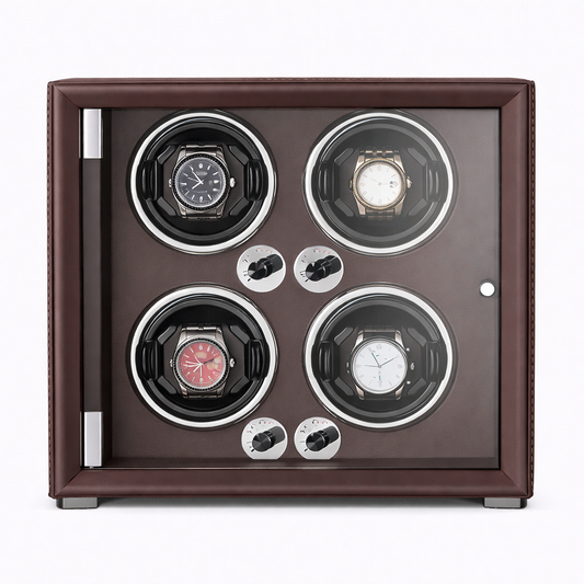 REMONTOIR 4 MONTRES - CUIR BRUN CHOCOLAT