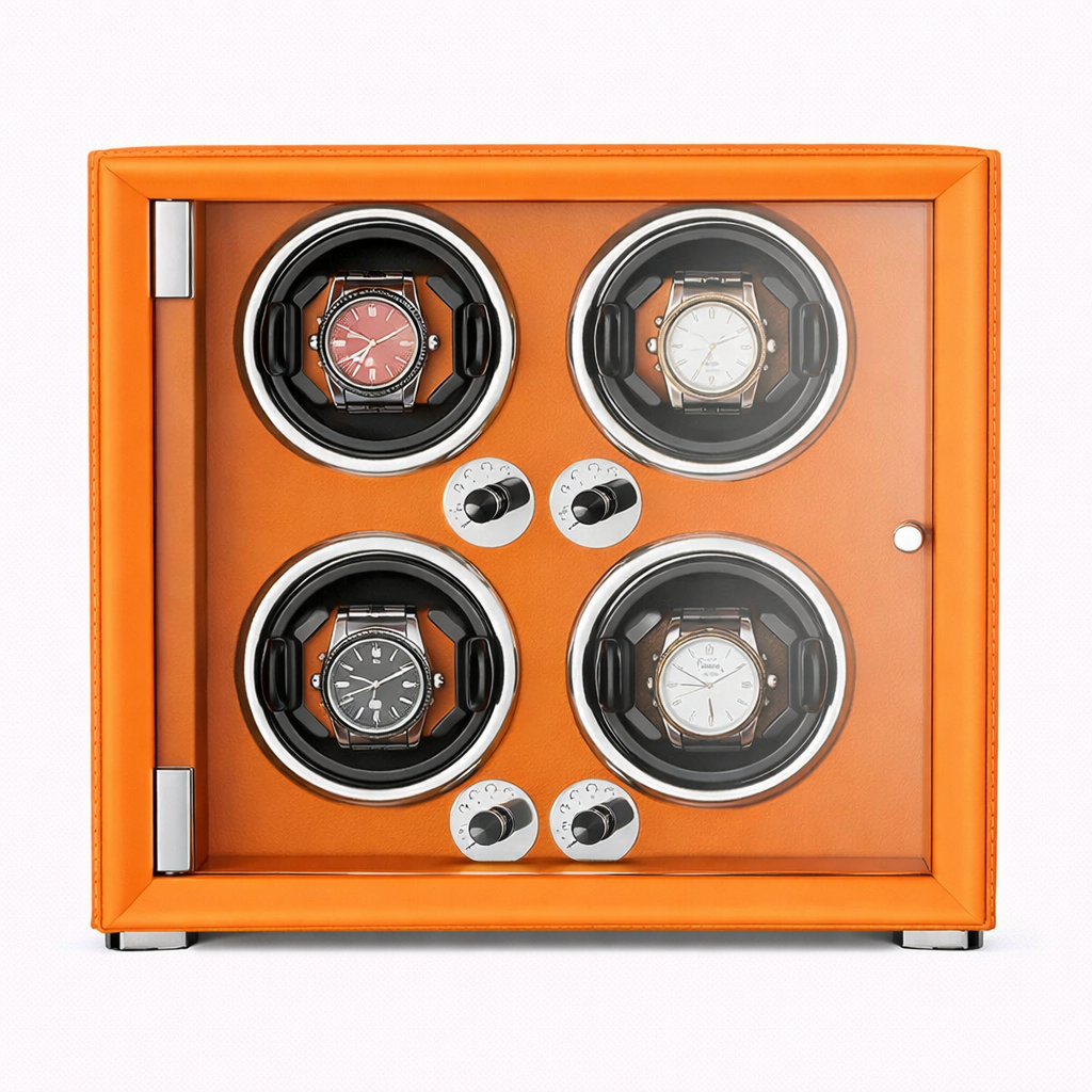 REMONTOIR 4 MONTRES - CUIR ORANGE