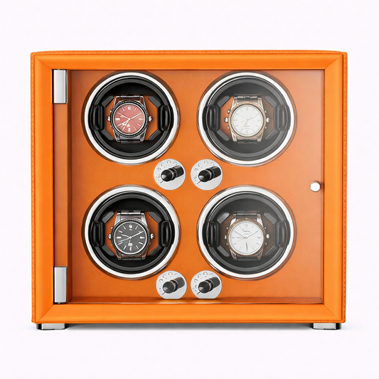 REMONTOIR 4 MONTRES - CUIR ORANGE