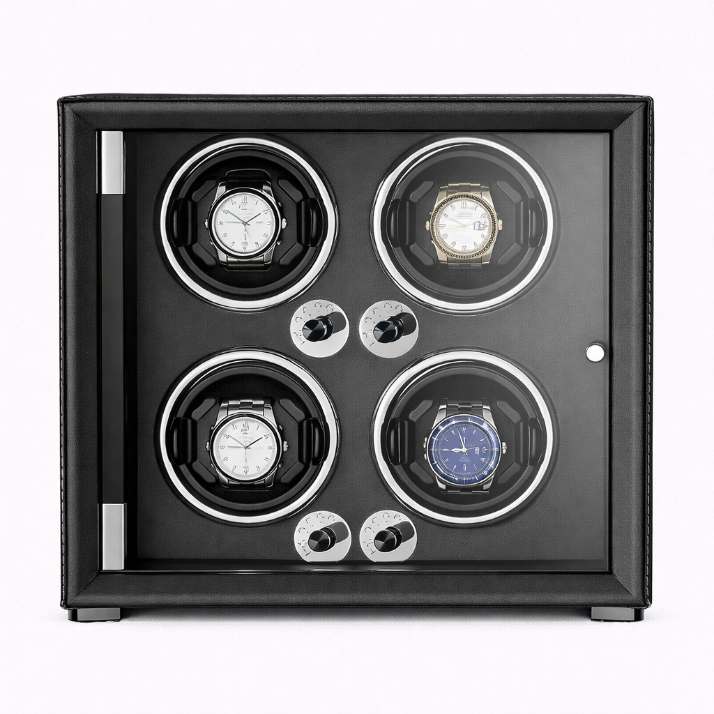 REMONTOIR 4 MONTRES - CUIR NOIR